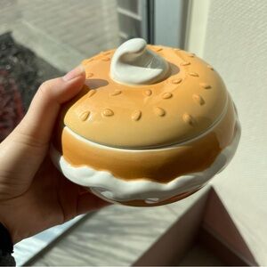 Vintage Boston Warehouse Ceramic Bagel and Cream Cheese Jar